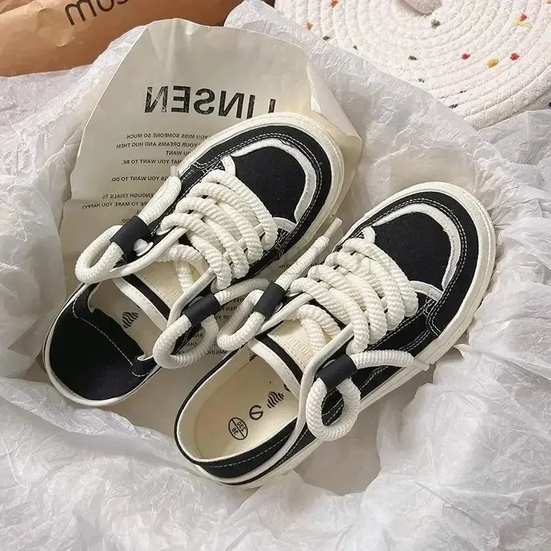 binfenxie Thick Soled Canvas Fashionable Versatile with Increased Height Board Shoes for Comfort Two Pairs of Canvas Shoes