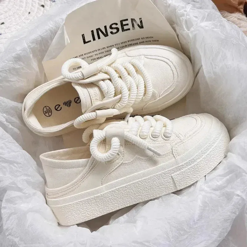 binfenxie Thick Soled Canvas Fashionable Versatile with Increased Height Board Shoes for Comfort Two Pairs of Canvas Shoes