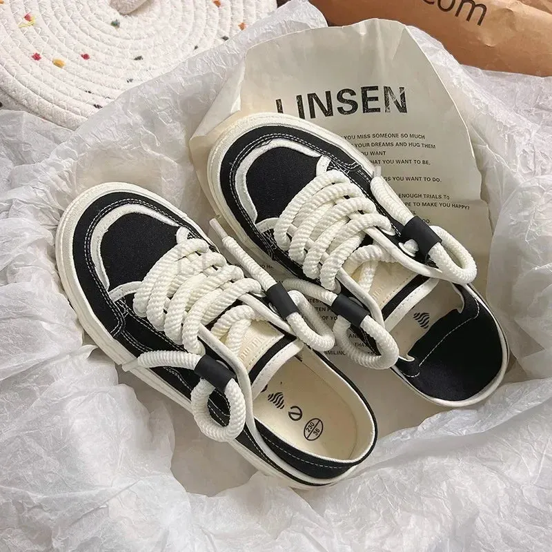 binfenxie Thick Soled Canvas Fashionable Versatile with Increased Height Board Shoes for Comfort Two Pairs of Canvas Shoes