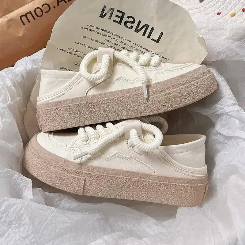binfenxie Thick Soled Canvas Fashionable Versatile with Increased Height Board Shoes for Comfort Two Pairs of Canvas Shoes