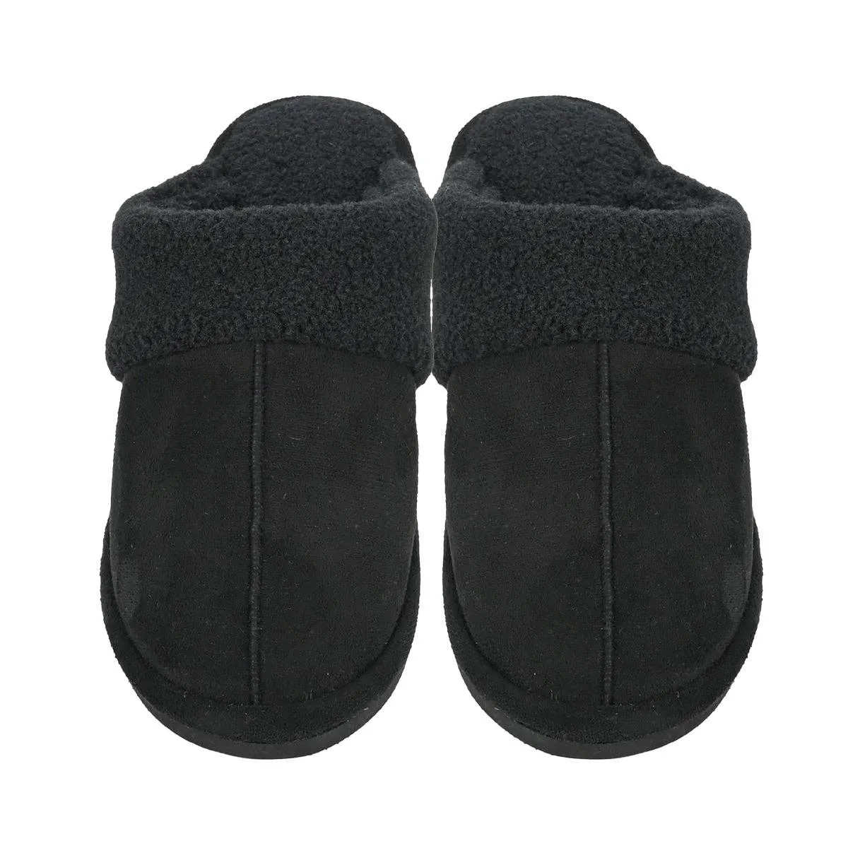Black Fur Suede Sherpa C.C Slippers
