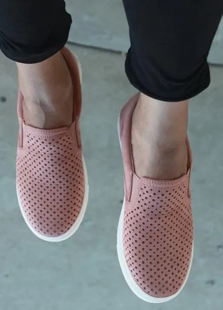 Blush Suede Sneaker Flat