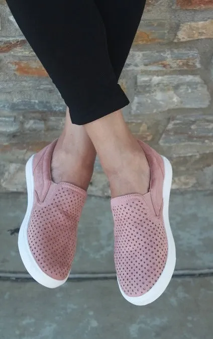 Blush Suede Sneaker Flat