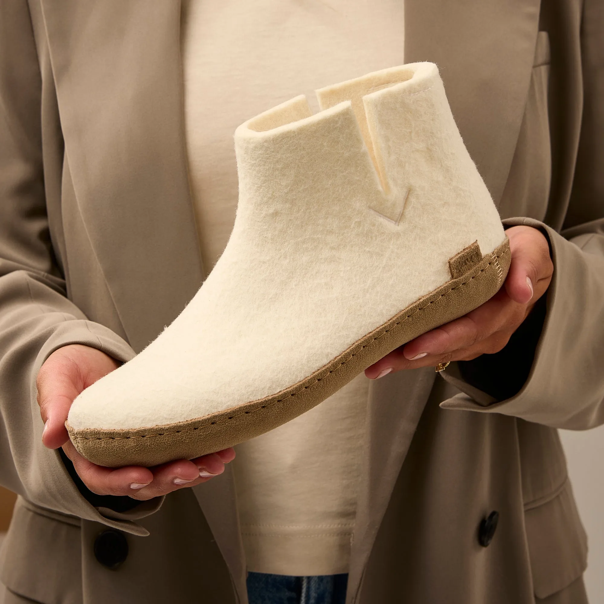Boot with leather sole - Off white