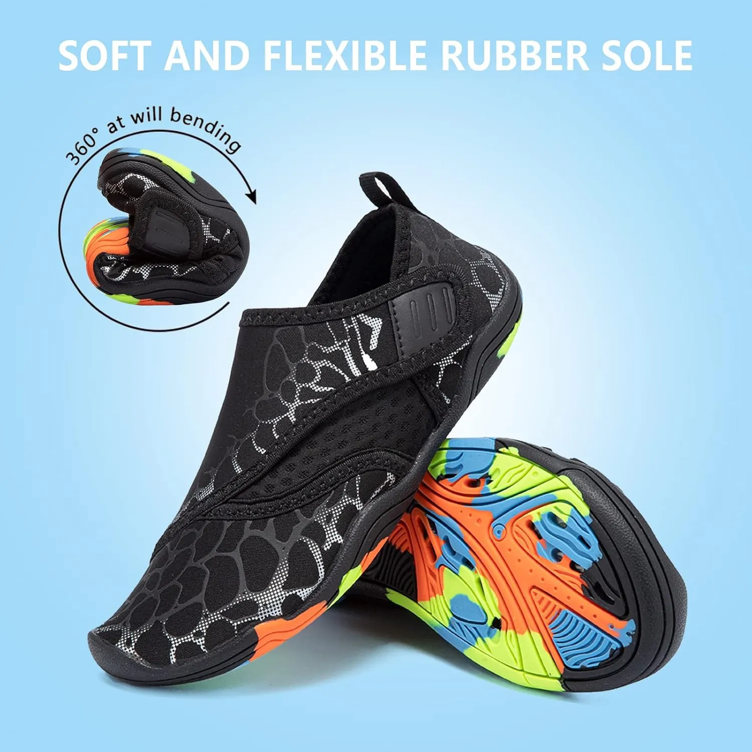 Boys & Girls Water Shoes Lightweight Comfort Sole Easy Walking Athletic Slip on Aqua Sock(Toddler/Little Kid/Big Kid)