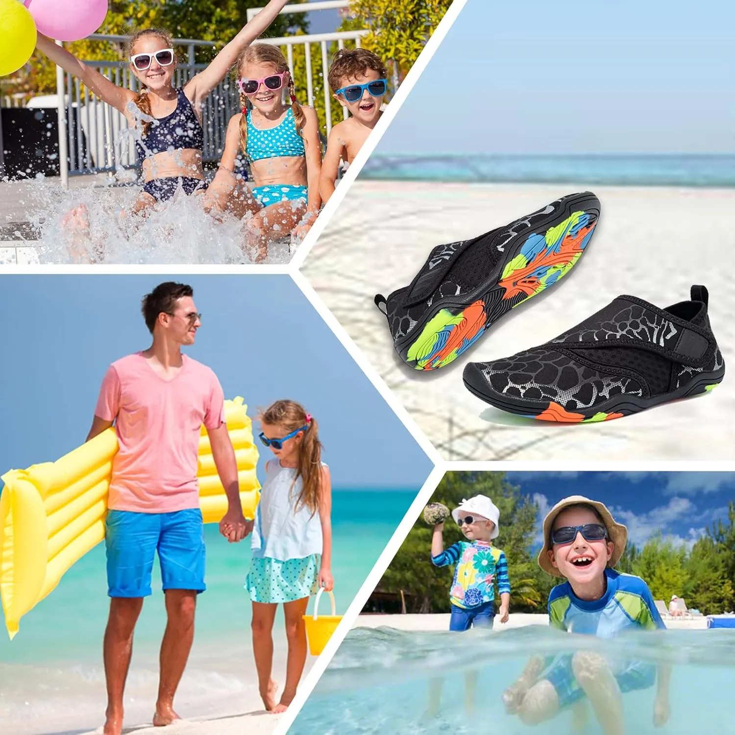 Boys & Girls Water Shoes Lightweight Comfort Sole Easy Walking Athletic Slip on Aqua Sock(Toddler/Little Kid/Big Kid)