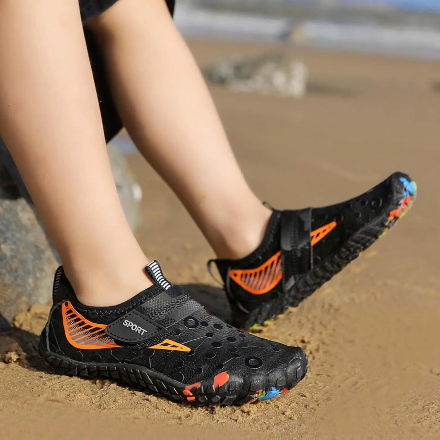 Boys Girls Water Shoes Kids Barefoot Aqua Socks Fast Dry Swim Beach Walking Athletic Sports Boat Shoe for Toddler Little Big Kid Black Blue Pink Purple Grey Red