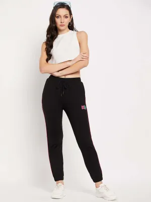 Camla Barcelona Black Cotton Typography Trackpants