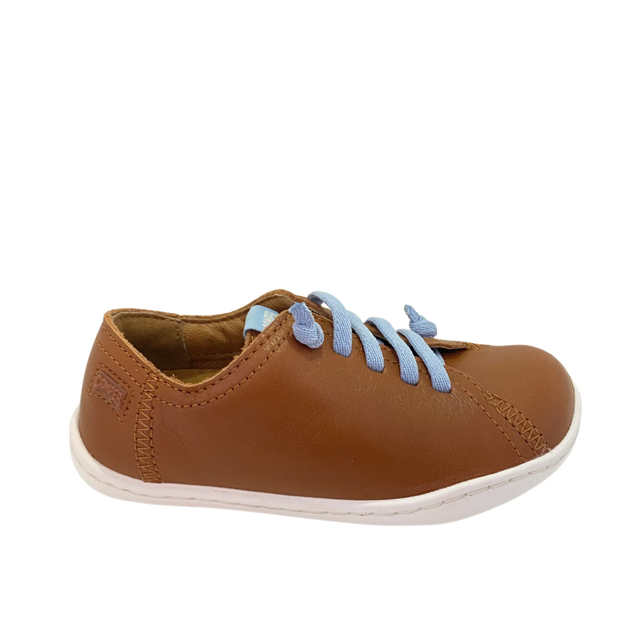 Camper Kids Shoes | Peu Elastic Laces | Tan & Blue