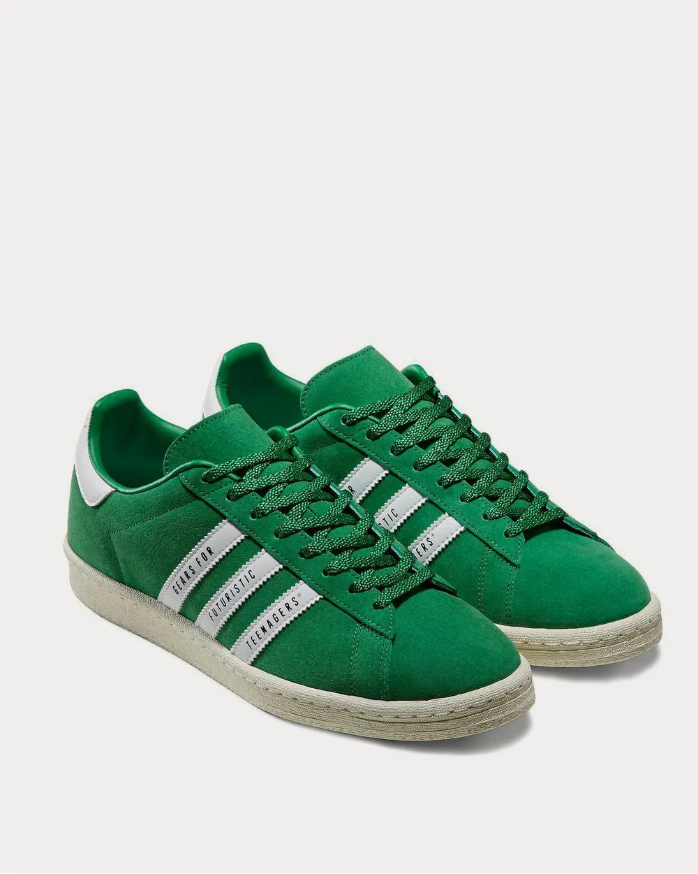 Campus Leather-Trimmed Suede Green low top sneakers
