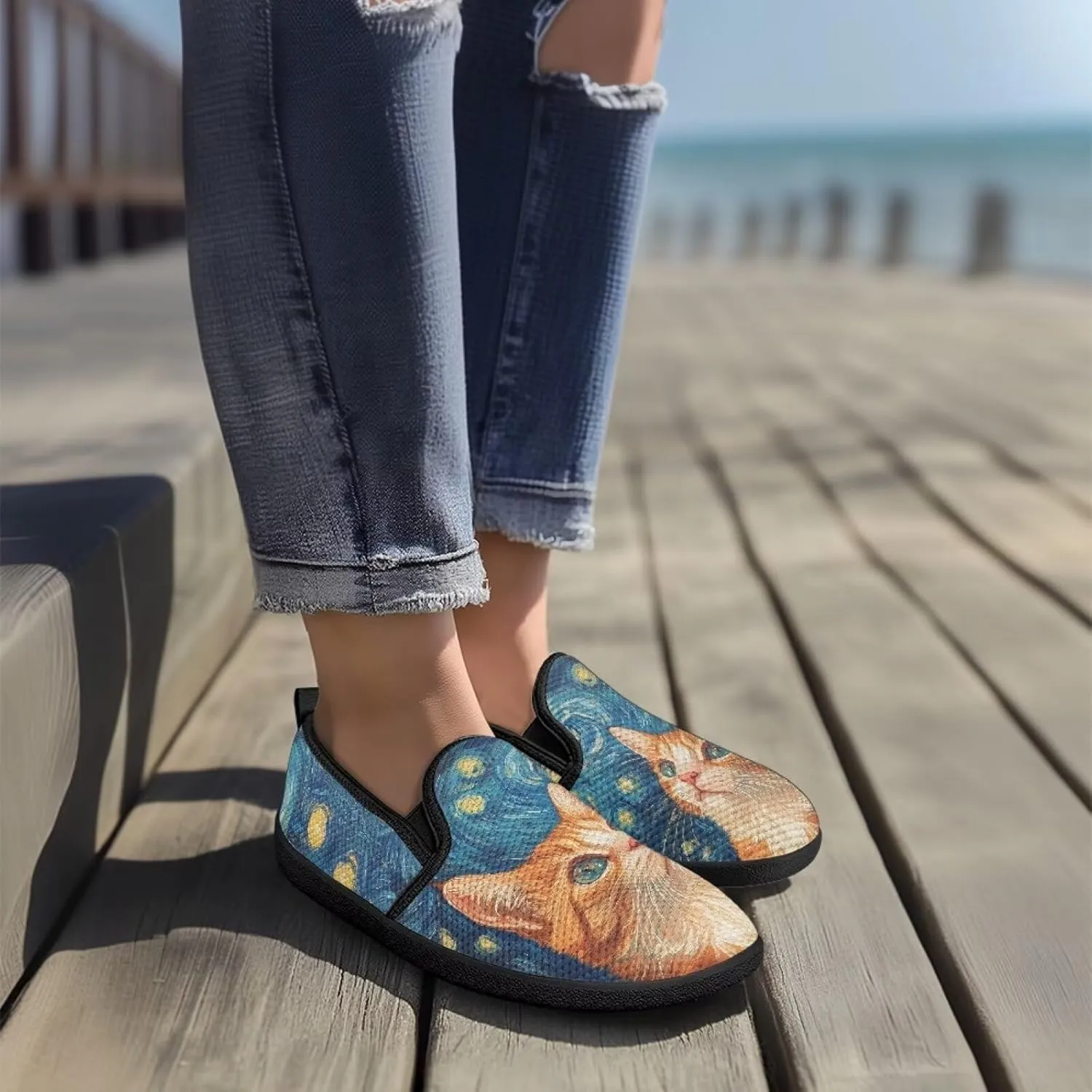 Canvas Slip On Shoes Women Casual Cozy Loafers Breathable Mesh Tennis Non-Slip Running Work Shoes for Trainer US 6-12