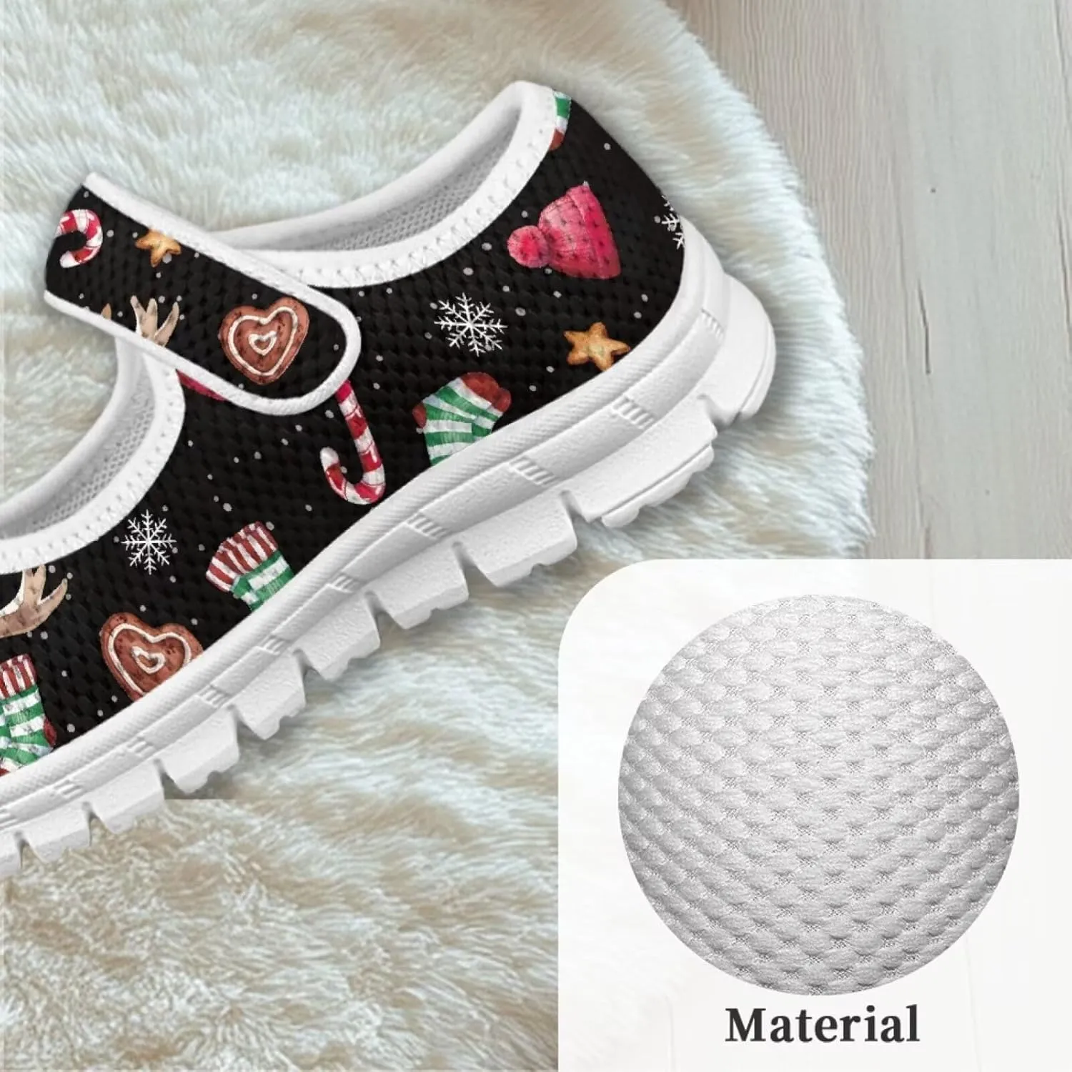 chaqlin Christmas Sneaker Mary Jane for Kids Slip On Casual Outdoor School Sports Shoes Lightweight Flat Walking Sneaker