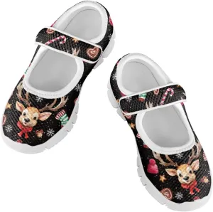 chaqlin Christmas Sneaker Mary Jane for Kids Slip On Casual Outdoor School Sports Shoes Lightweight Flat Walking Sneaker