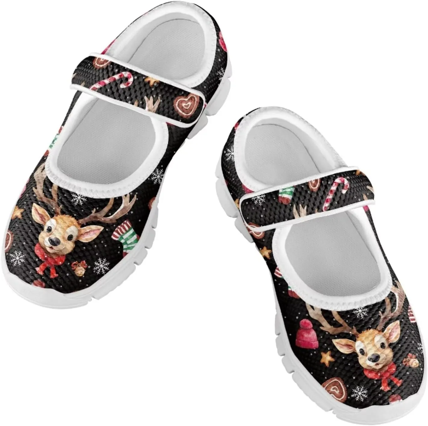chaqlin Christmas Sneaker Mary Jane for Kids Slip On Casual Outdoor School Sports Shoes Lightweight Flat Walking Sneaker