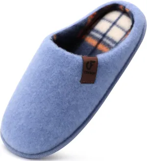COFACE Unisex Mens Womens Cozy Memory Foam Scuff Slippers Casual Slip On Warm House Shoes Indoor/Outdoor Felt Sandal Slippers With Arch Support Rubber Sole Size 4-15