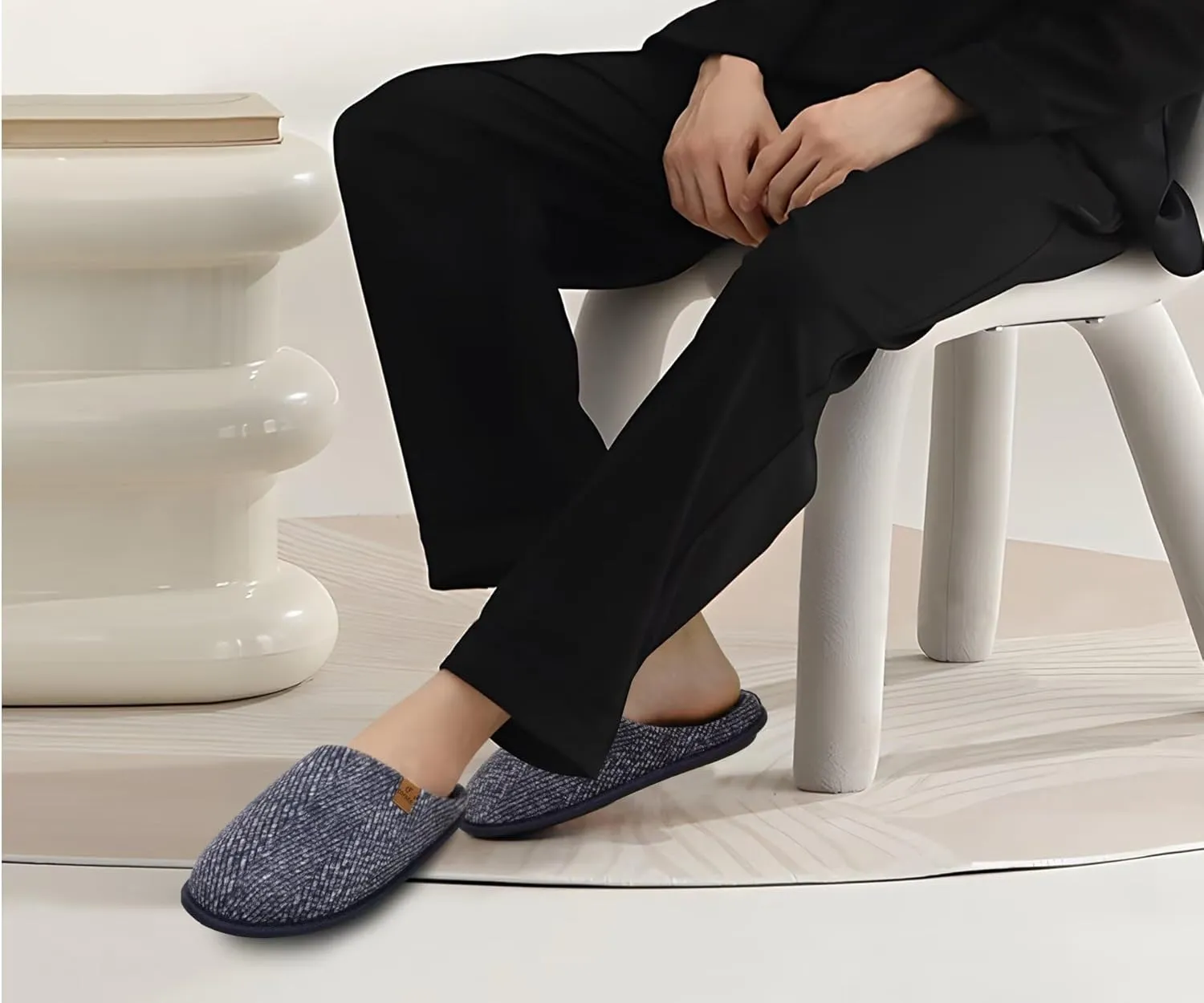 COFACE Unisex Mens Womens Cozy Memory Foam Scuff Slippers Casual Slip On Warm House Shoes Indoor/Outdoor Felt Sandal Slippers With Arch Support Rubber Sole Size 4-15