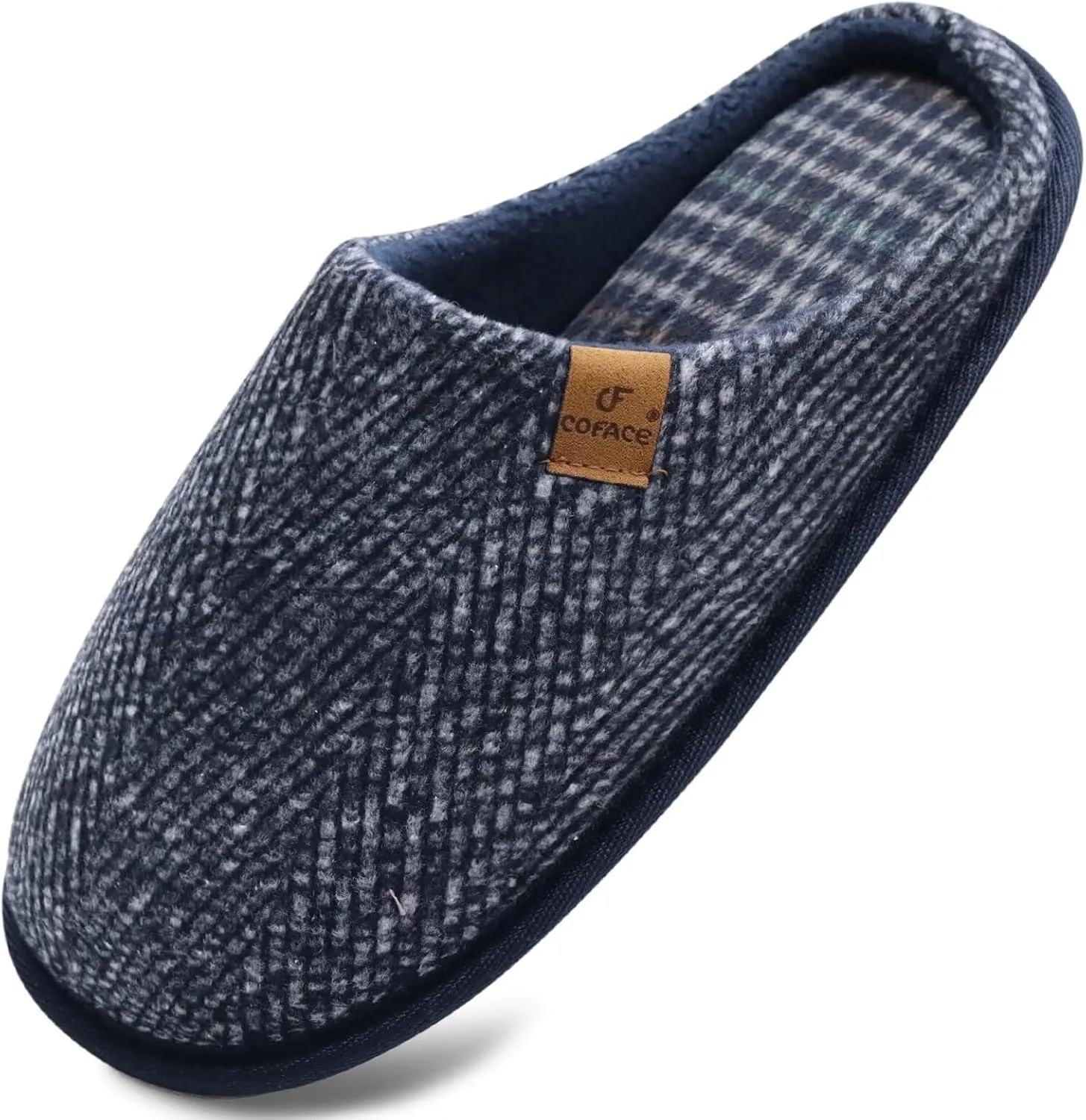 COFACE Unisex Mens Womens Cozy Memory Foam Scuff Slippers Casual Slip On Warm House Shoes Indoor/Outdoor Felt Sandal Slippers With Arch Support Rubber Sole Size 4-15
