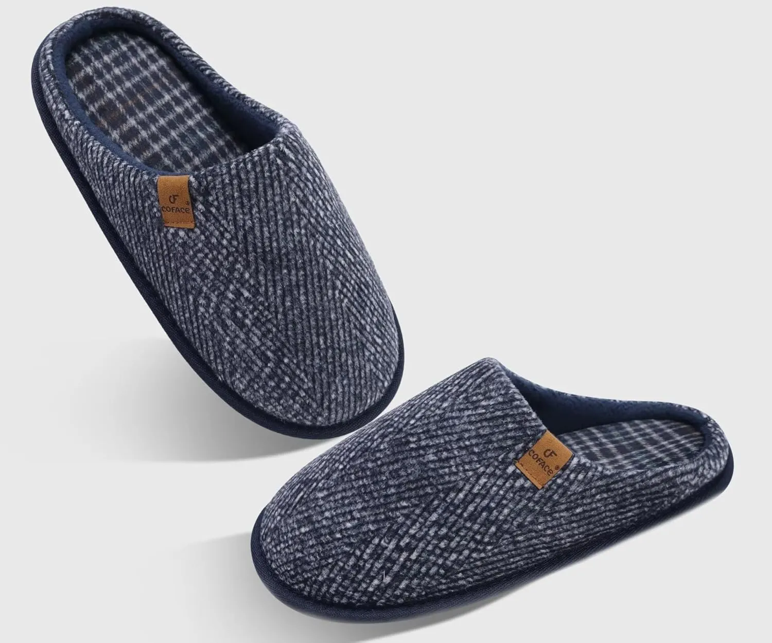 COFACE Unisex Mens Womens Cozy Memory Foam Scuff Slippers Casual Slip On Warm House Shoes Indoor/Outdoor Felt Sandal Slippers With Arch Support Rubber Sole Size 4-15