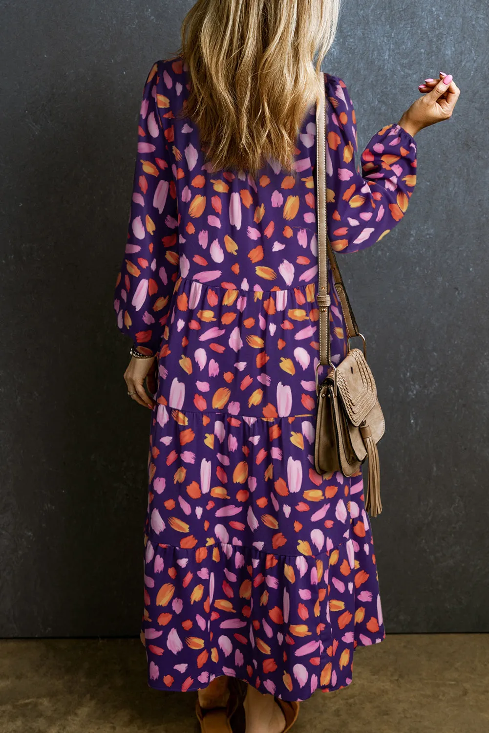 Collared Tiered Flowy Long Dress