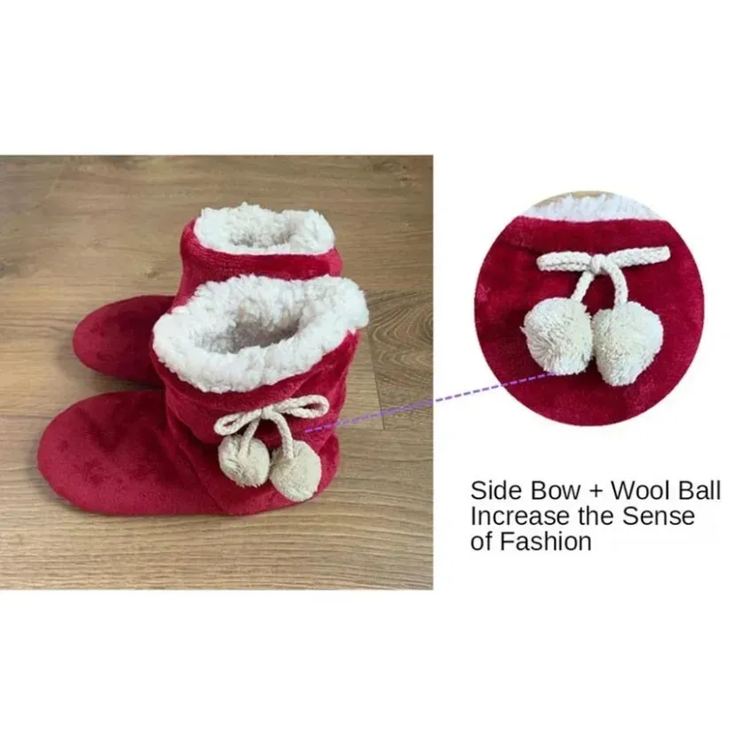 Cozy Flannel Home Indoor Winter Slippers Non Slip Grip Fluffy Boots