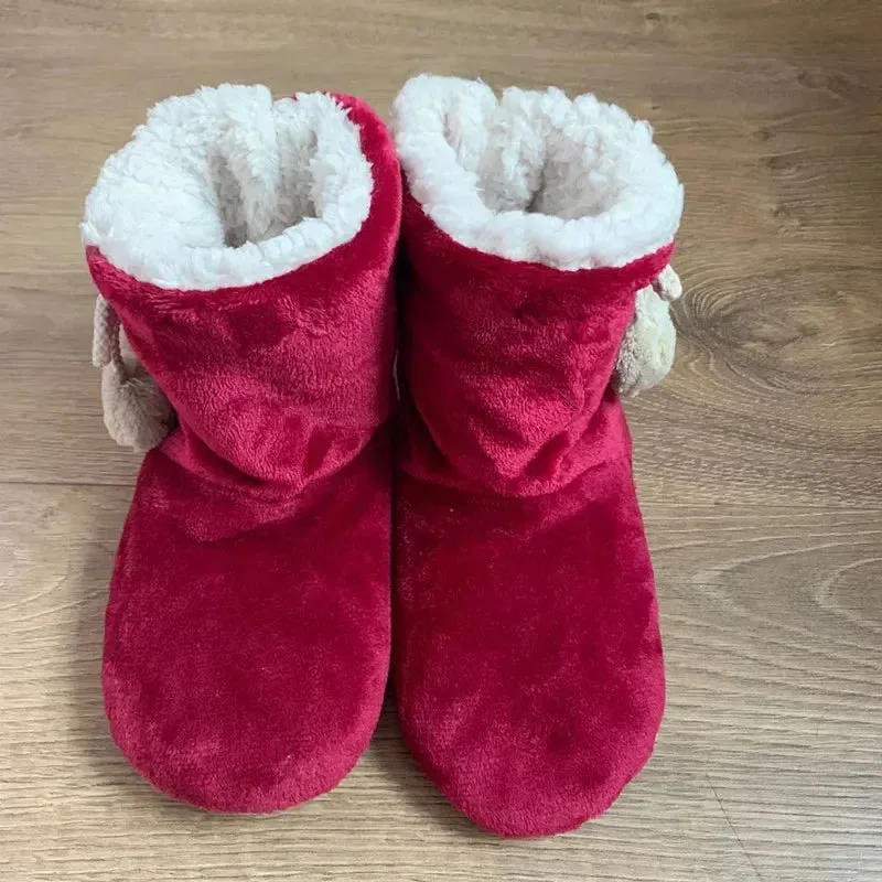 Cozy Flannel Home Indoor Winter Slippers Non Slip Grip Fluffy Boots