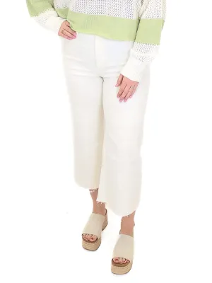 Cropped Straight Leg Pants - Bone