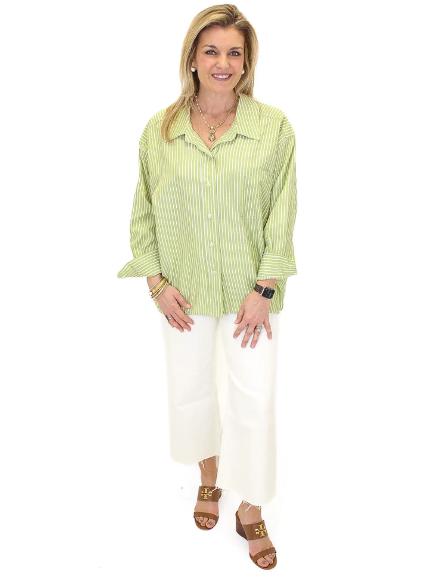 Cropped Straight Leg Pants - Bone