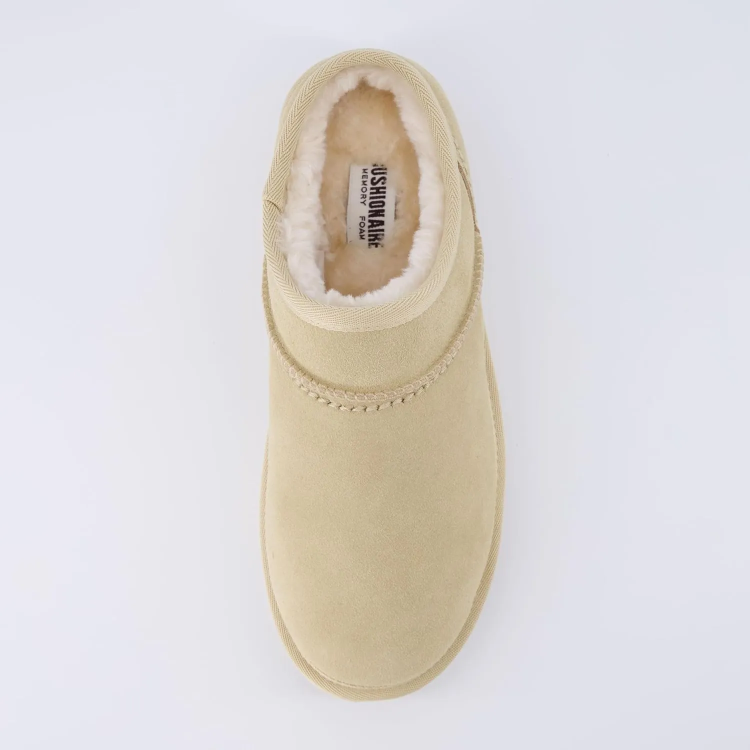 CUSHIONAIRE Women's Hilo 2 Premium Suede Slip-On House Slippers  Clog Slippers for Women, Memory Foam, Faux Shearling, Wide Widths Available