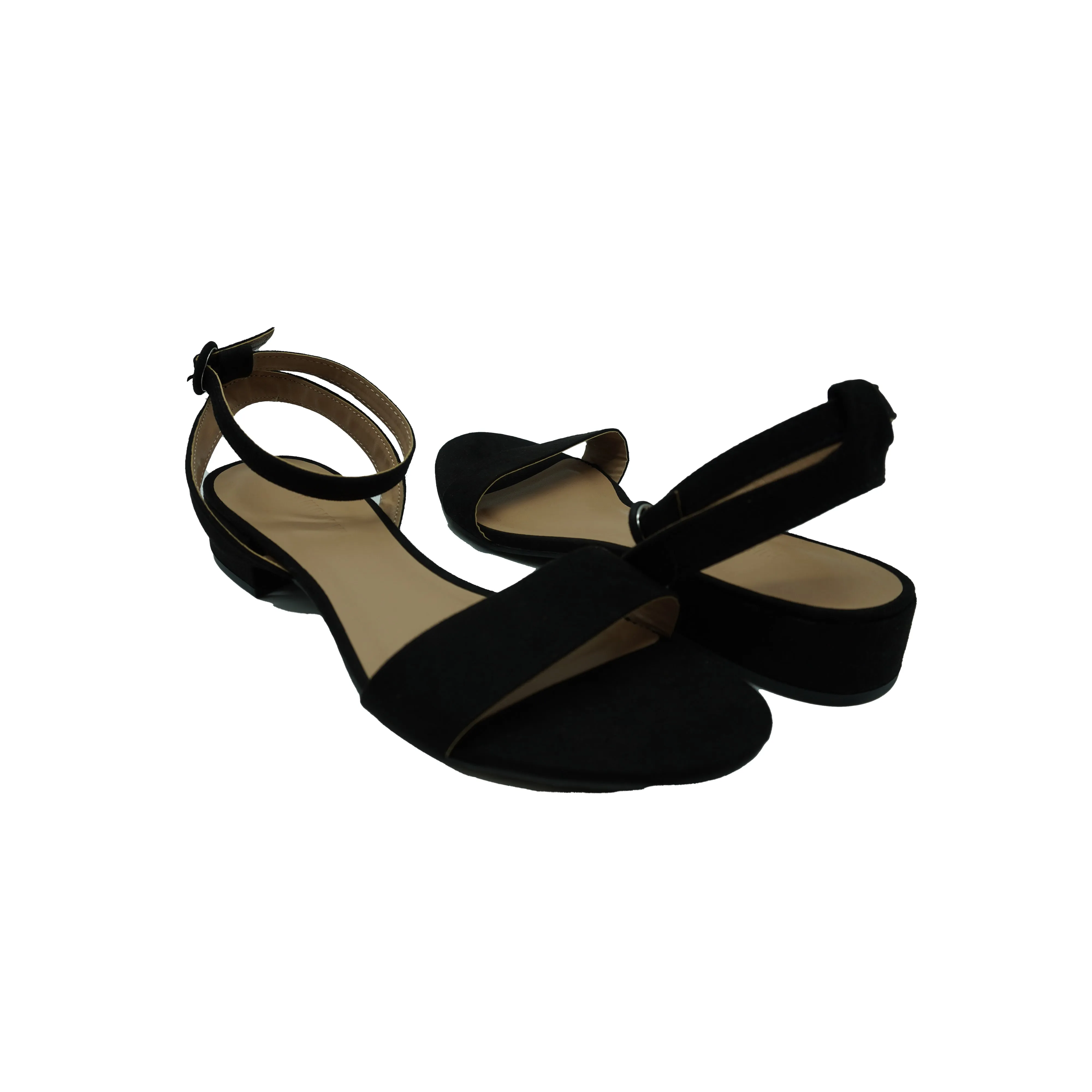 Cushionaire Women's Nila One band Low Block Heel Sandals Black Size 9