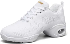 Dance Shoes for Women Jazz Shoes Split Sole Dance Sneakers Lace-up Air Cushion Jazz Sneakers Breathable Modern Dance Shoes Platform Walking Dance Shoe