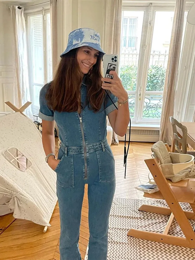 Denim Zipped Jumpsuit