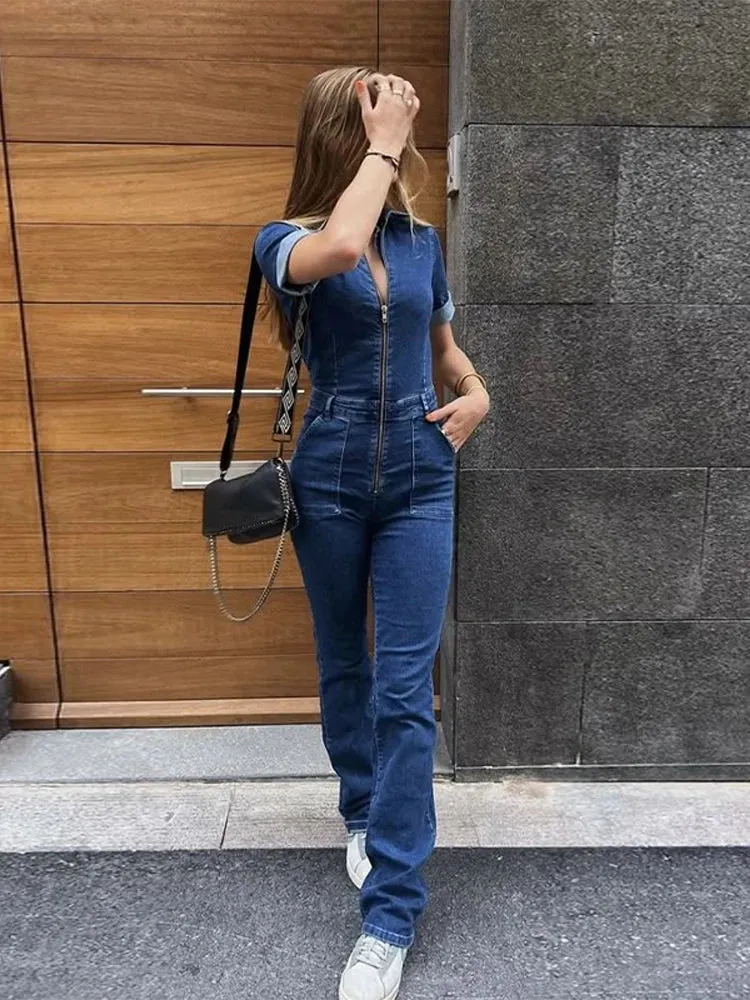 Denim Zipped Jumpsuit