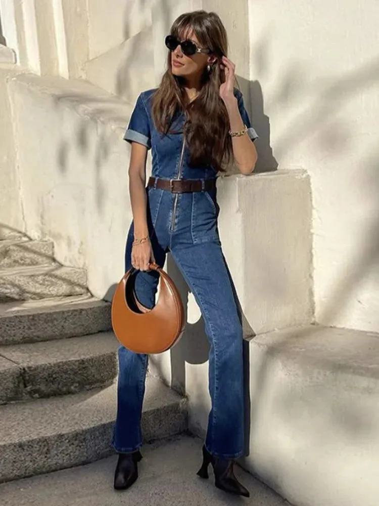 Denim Zipped Jumpsuit