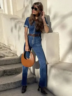 Denim Zipped Jumpsuit