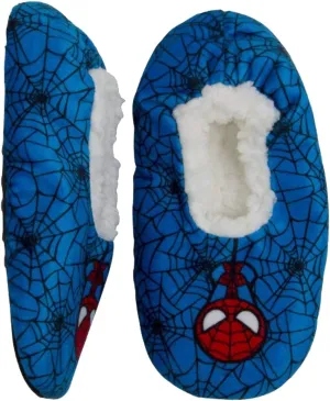 Disney Collection Toddler Boys Marvel Spider-Man Fuzzy Babba Slippers - Blue - (2T-3T)