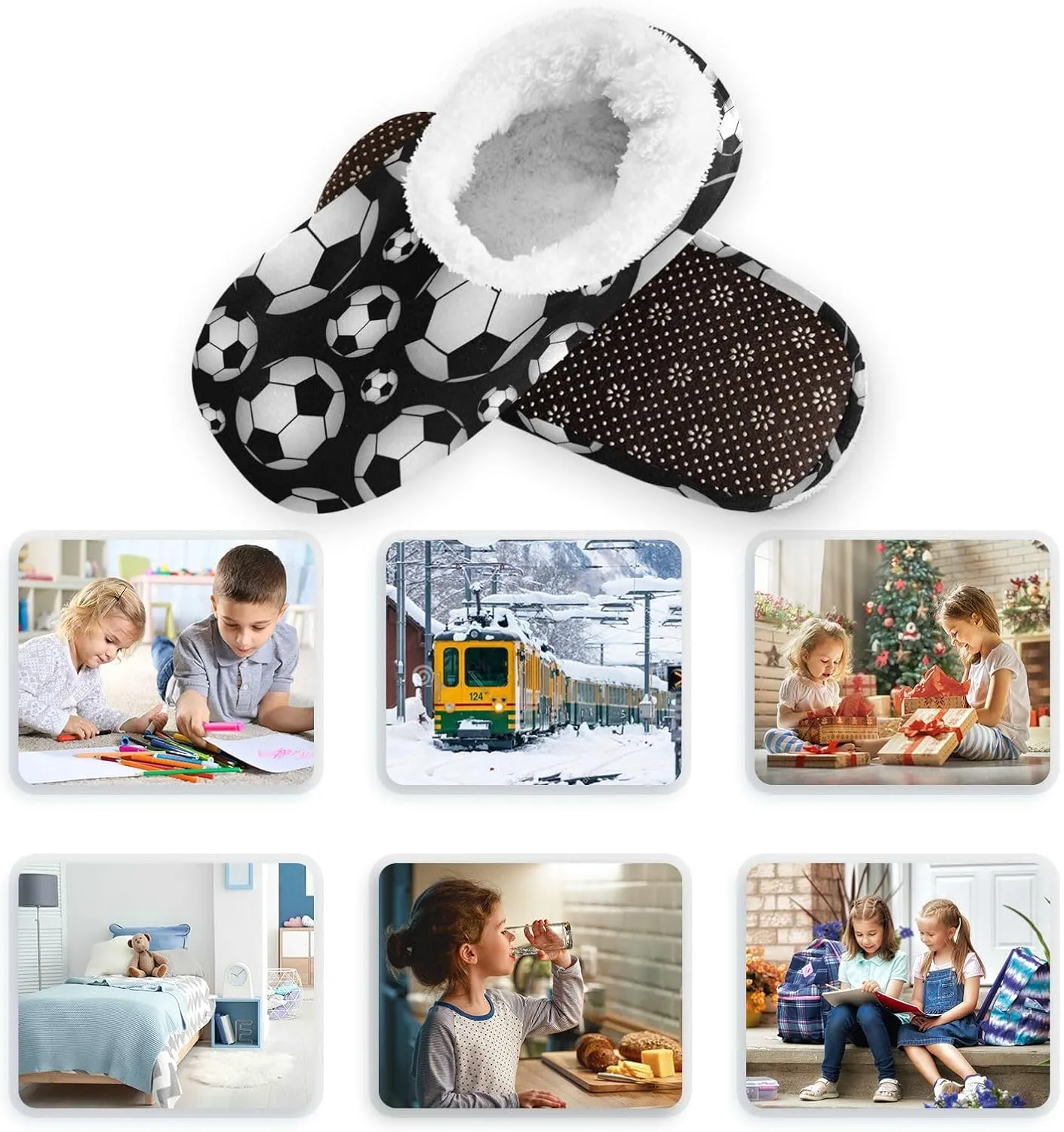 Dussdil Kids Winter Slippers for Boys Girls Indoor House Slipper Spa Travel Slipper Warm Soft Memory Foam Slipper Non Slip for Home Bedroom Shoes