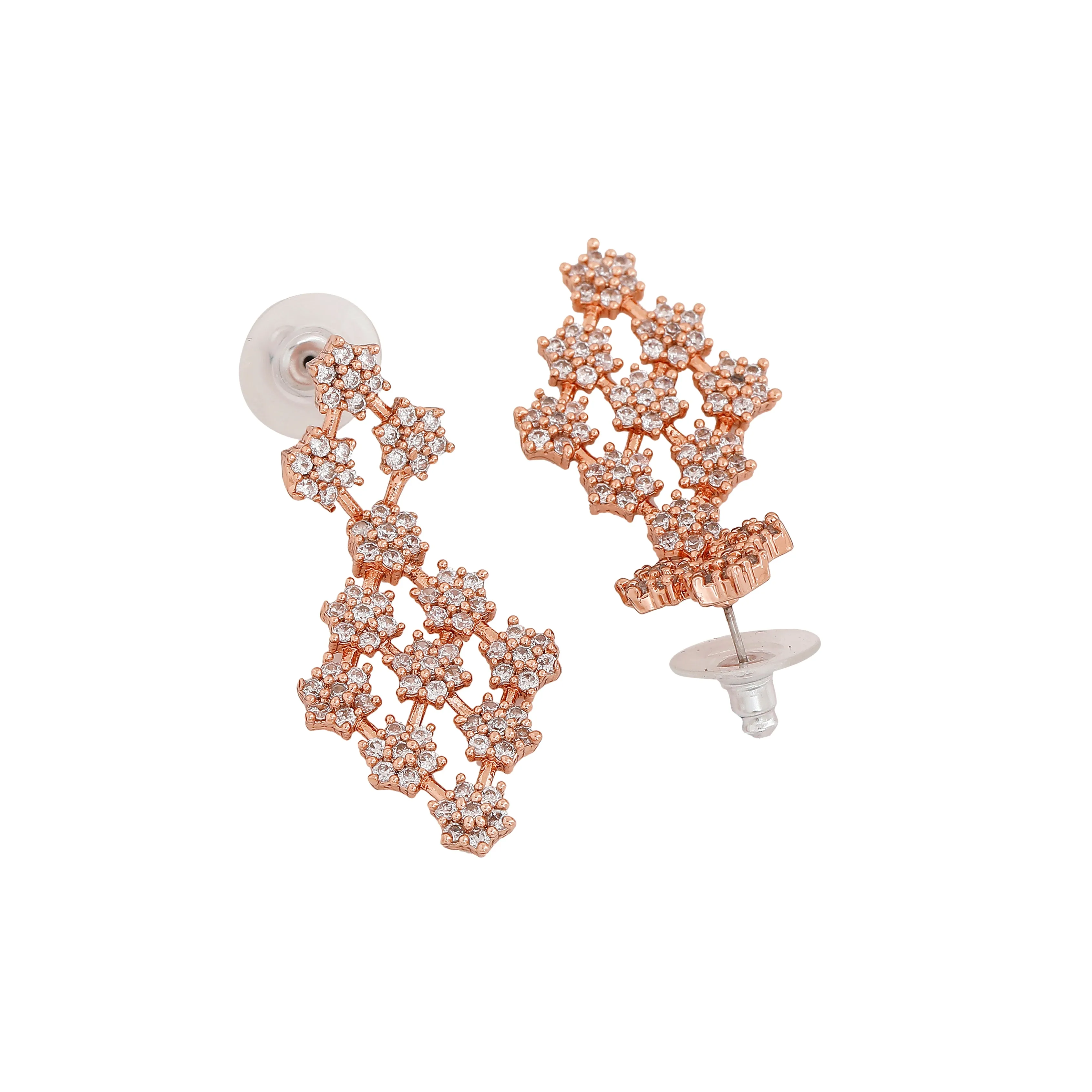 Estele Rose Gold Plated CZ Dazzling Necklace Set for Women