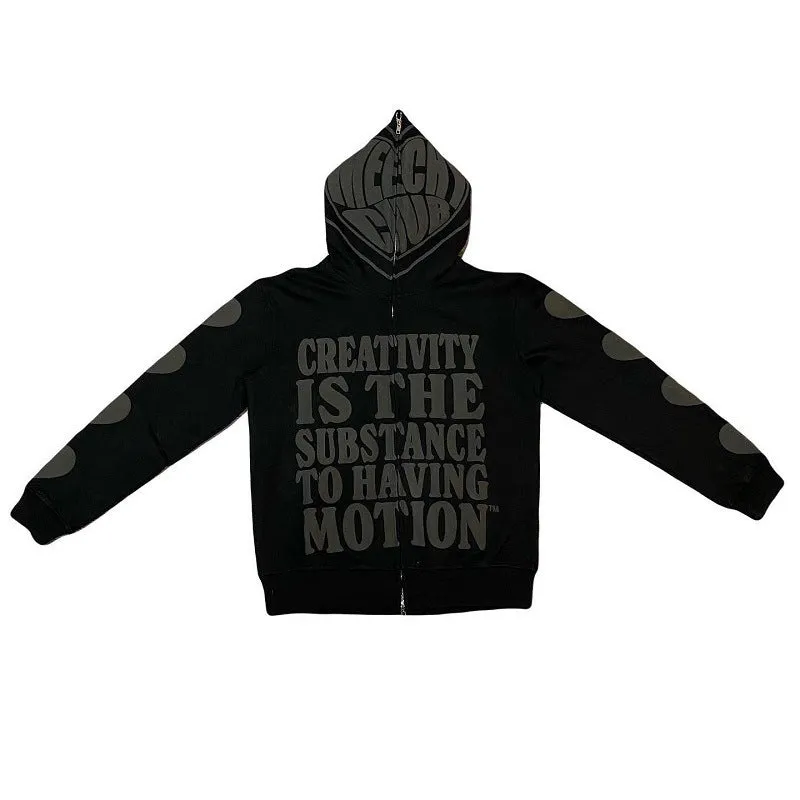 European And American Printed Hooded Cardigan Loose Zip Male And Female Trendy Brand Sweater Coat