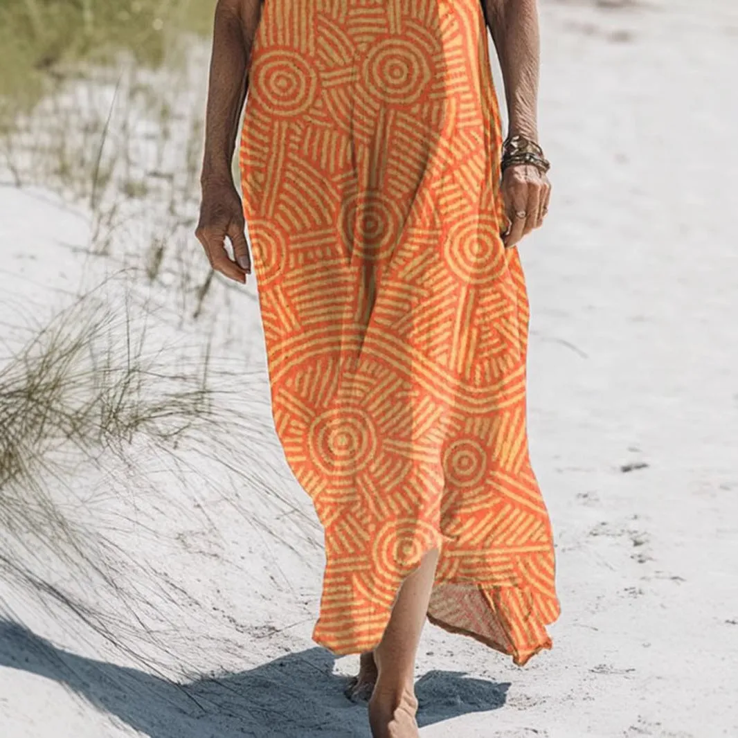 European And American Printed Loose Casual Long Women's Skirt