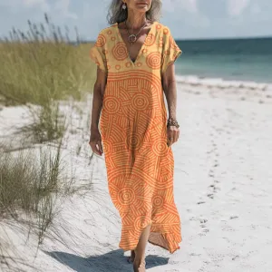 European And American Printed Loose Casual Long Women's Skirt