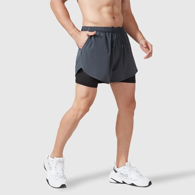 Fake Two Piece Double Layer Sports Shorts