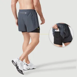 Fake Two Piece Double Layer Sports Shorts