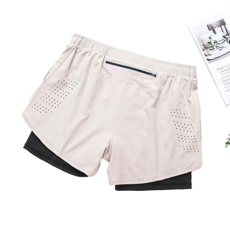 Fake Two Piece Double Layer Sports Shorts