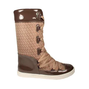 Fendi Boots Winter Snow Women's Boots Beige Zuccino (FFW41)