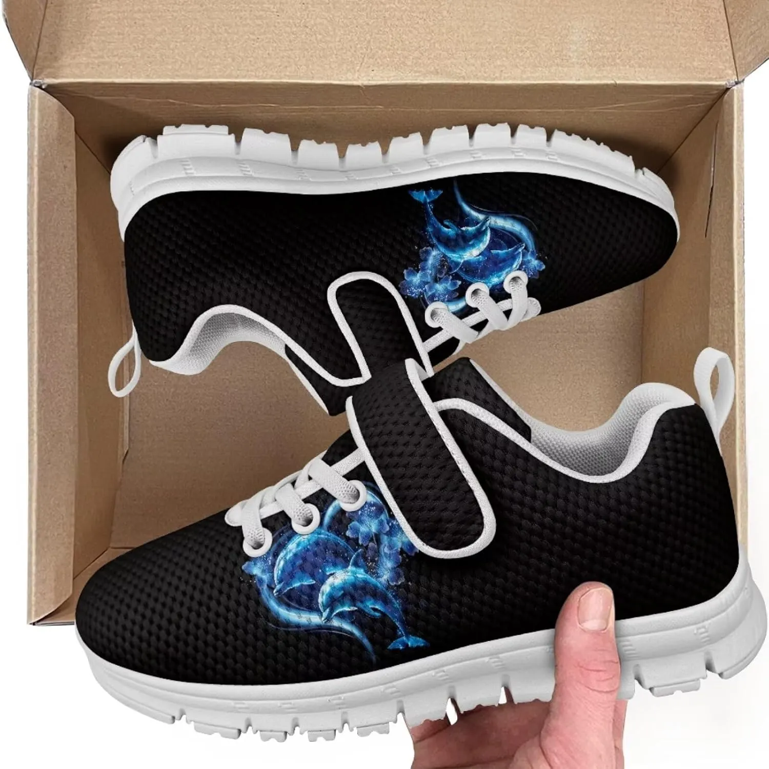 Forchrinse Blue Sea Turtle Print Little Kids Sneakers for Boys Girls Lightweight Sport Athletic Running Shoes Non Slip Causal Strap Sneakers Size 11-2