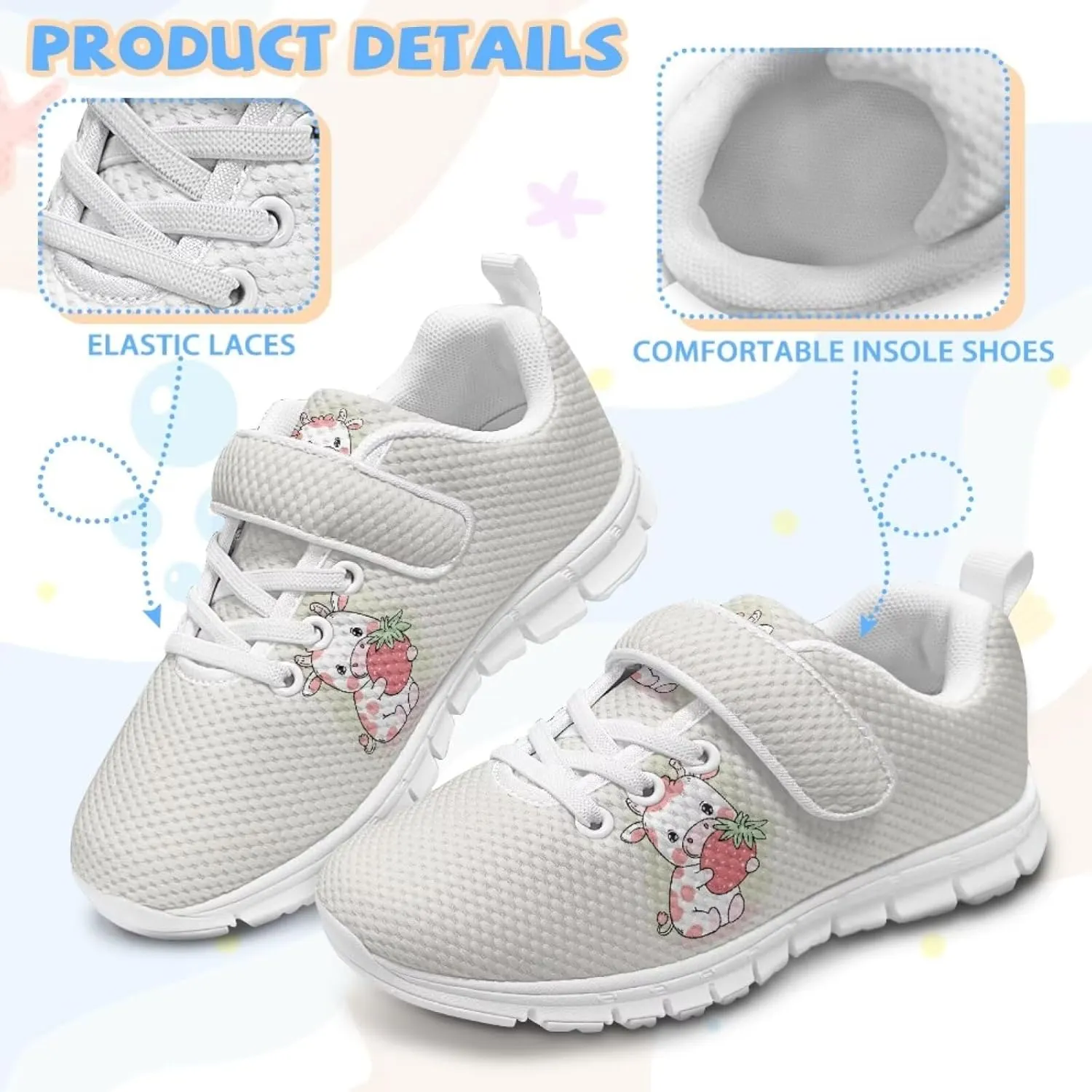 Forchrinse Blue Sea Turtle Print Little Kids Sneakers for Boys Girls Lightweight Sport Athletic Running Shoes Non Slip Causal Strap Sneakers Size 11-2