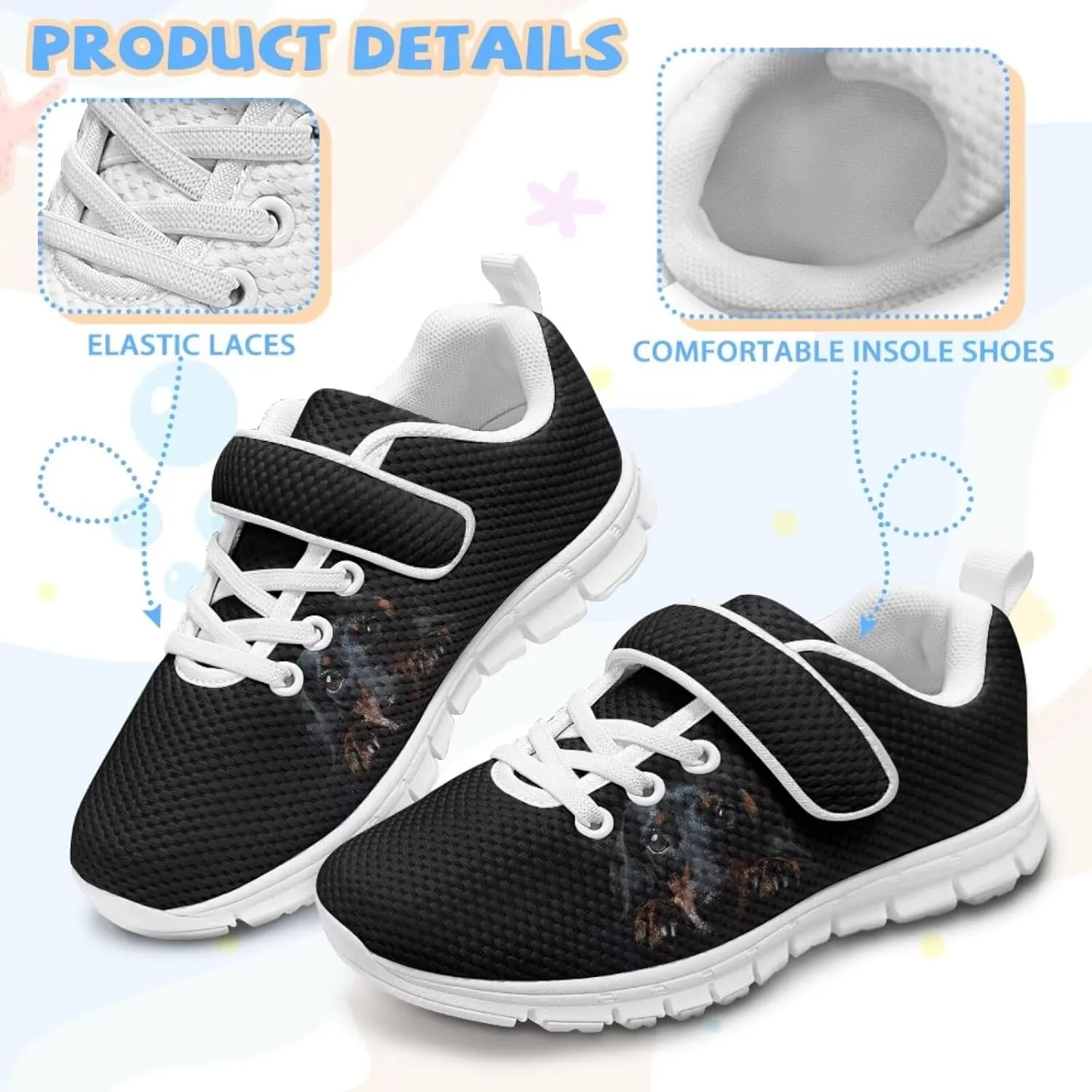 Forchrinse Blue Sea Turtle Print Little Kids Sneakers for Boys Girls Lightweight Sport Athletic Running Shoes Non Slip Causal Strap Sneakers Size 11-2