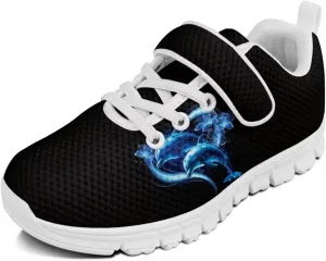 Forchrinse Blue Sea Turtle Print Little Kids Sneakers for Boys Girls Lightweight Sport Athletic Running Shoes Non Slip Causal Strap Sneakers Size 11-2