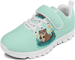 Forchrinse Corgi Print Girls Shoes Non Slip Tennis Running Shoes for Kids Toddler Fashion Sneakers Lightweight Sport Strap Athletic Sneakers for Little Kids Blue Size 11-2.5