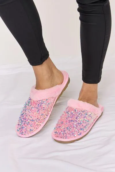 Forever Link Shining Bliss Plush Sequin Pink Slippers